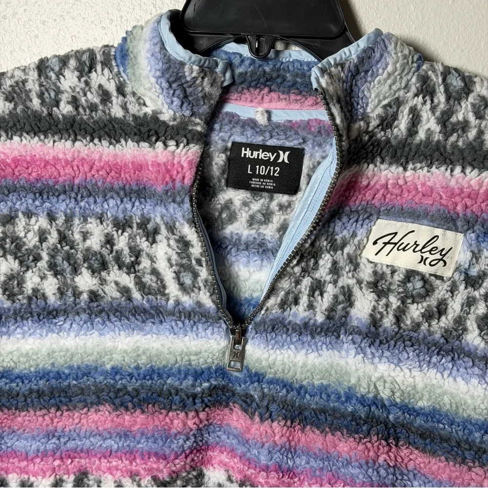 Hurley Girl Kids Multicolor Fleece Pullover Aztec‎ Print Sweater size L